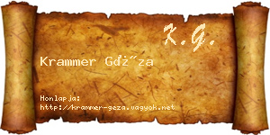 Krammer Géza névjegykártya